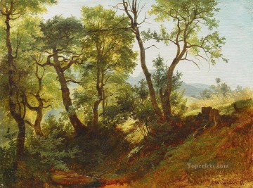  Borde Pintura - Borde del bosque 1866 paisaje clásico Ivan Ivanovich árboles